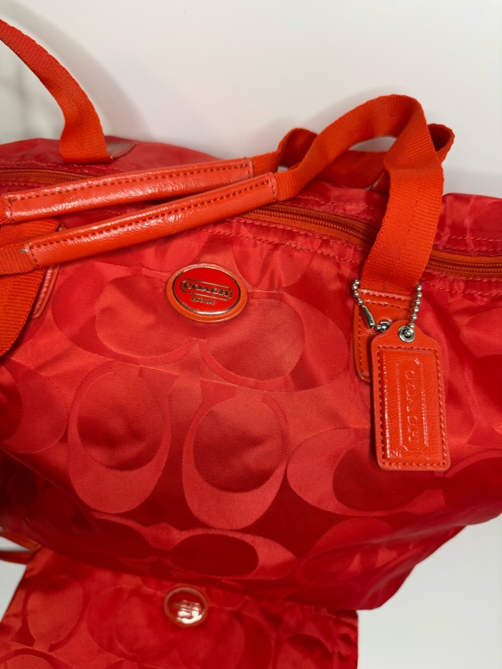 #279 Coach Nylon Getaway Weekender Signature Tote w/ Snap-In Pouch - Picture 3 of 15